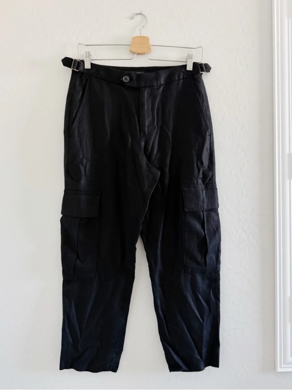 Banana Republic Heritage Expedition Cargo 100% Linen Pant in Black Size 4 Petite